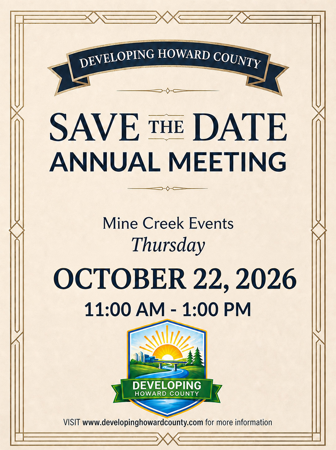 Save the date flyer for the Developing Howard County Annual Meeting